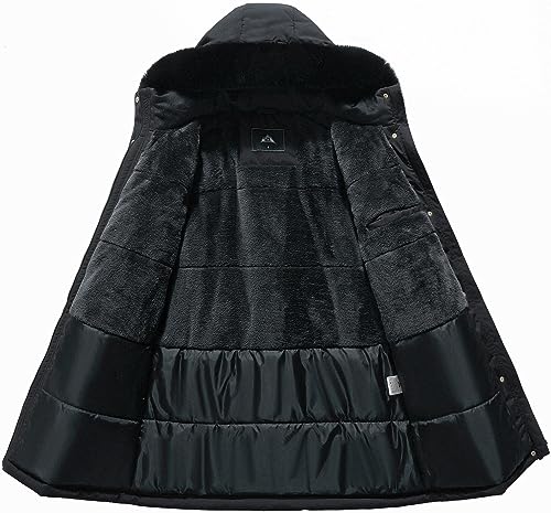 MOERDENG Women's Long Winter Down Coat Thicken Fleece Lined Parka Warm Puffer Jacket With Faux Fur Detachable Hood - Image 3