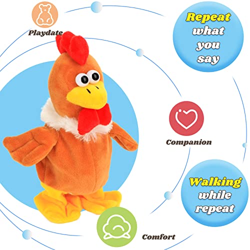 Hopearl Talking Chicken Repeats What You Say Walking Chick Electric Interactive Animated Toy Speaking Plush Buddy Gifts for Toddlers Thanksgiving Day, 9'' - Image 4