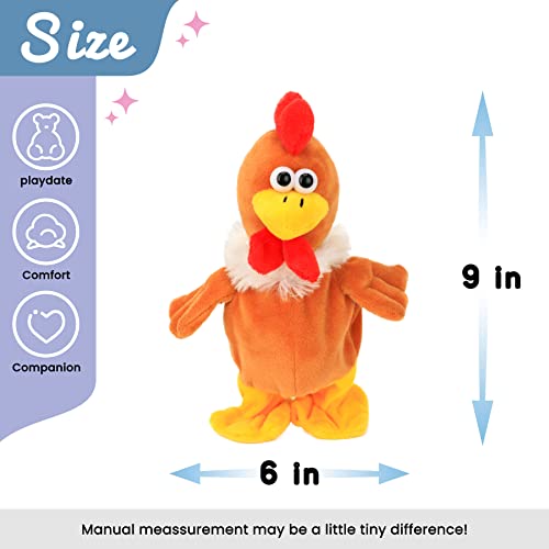 Hopearl Talking Chicken Repeats What You Say Walking Chick Electric Interactive Animated Toy Speaking Plush Buddy Gifts for Toddlers Thanksgiving Day, 9'' - Image 2