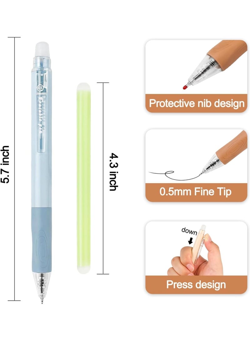 SOLARAE Erasable Pens, 6 Pcs Erasable Rollerball Pen, with 3PCS Rubber Sticks, 0.5mm Retractable Ink Eraser Pen, Erasable Gel Pens for Kids Adults School Supplies Office Stationery - Image 5