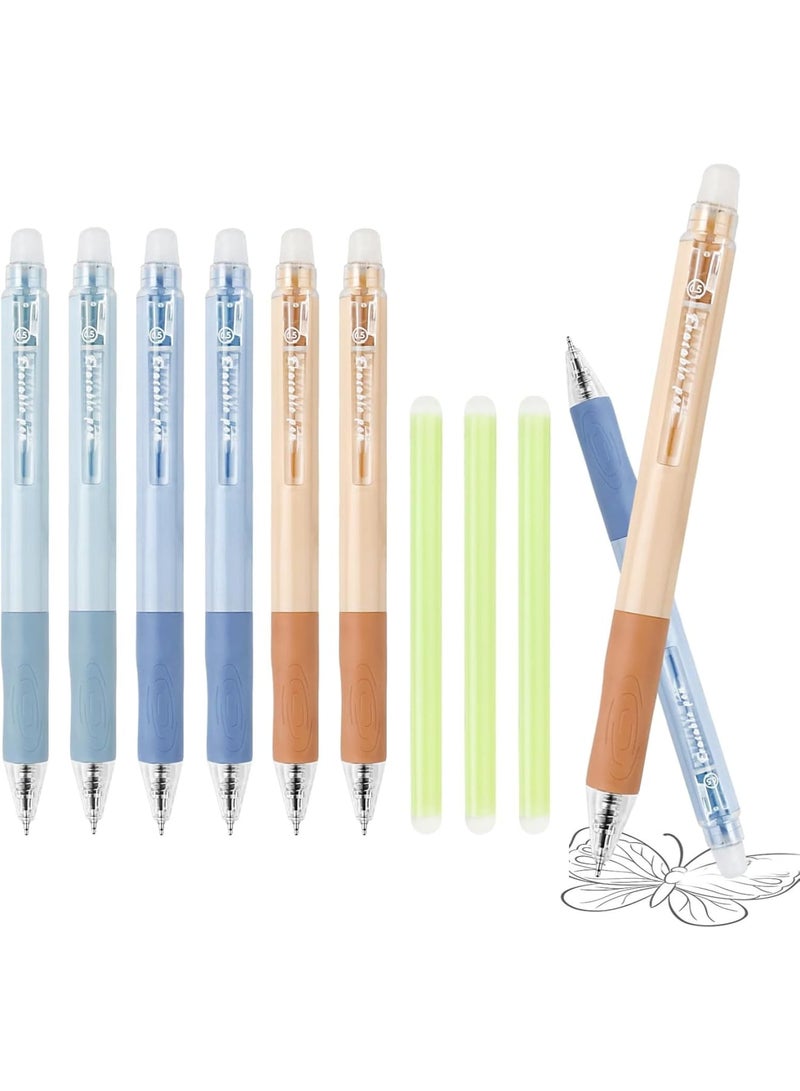 SOLARAE Erasable Pens, 6 Pcs Erasable Rollerball Pen, with 3PCS Rubber Sticks, 0.5mm Retractable Ink Eraser Pen, Erasable Gel Pens for Kids Adults School Supplies Office Stationery - Image 1