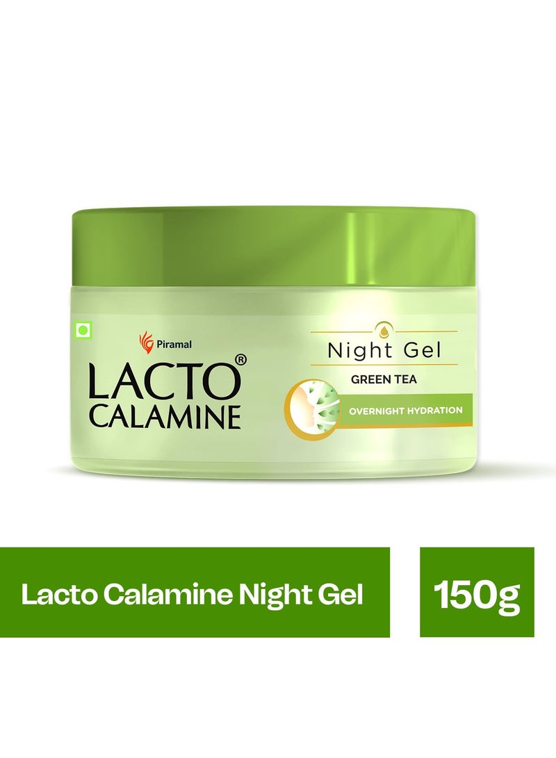 Lacto Calamine Green Tea Night Gel Moisturizer For Women 50g Night Cream For Oily Skin with Niacinamide and Glycolic Acid Lightens Skin Tone and Overnight Hydration Anti- Aging - Image 3