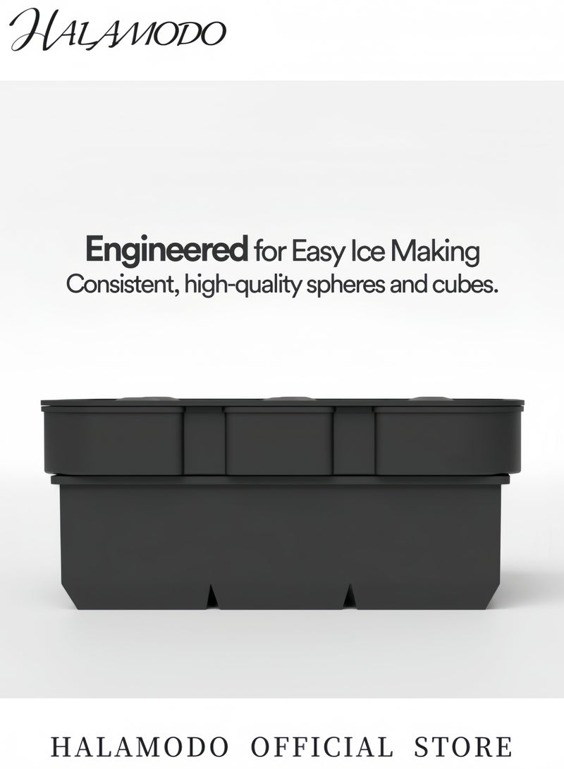 هالامودو عبوتان من 6 صواني مربعة الشكل وكرات مكعبات الثلج باللون الأسود - Image 3