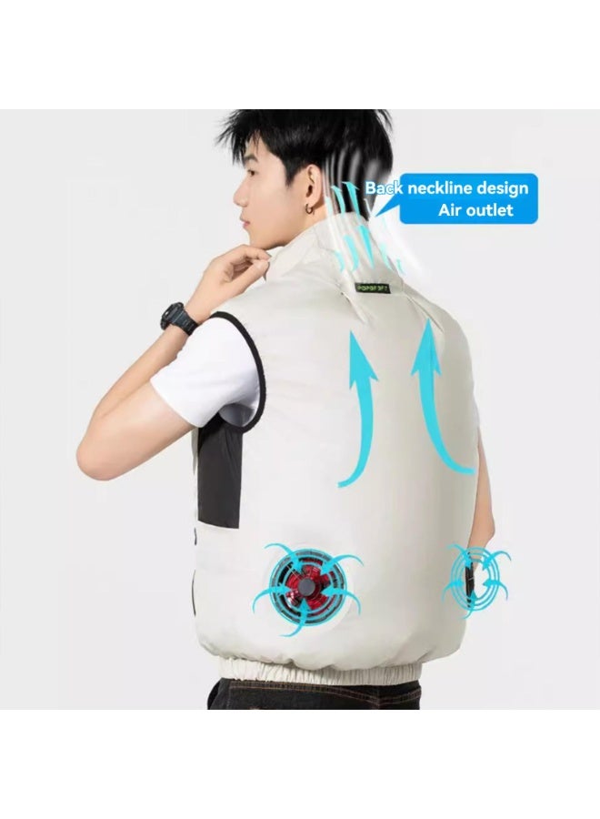NIBEMINENT Rechargeable Cooling Vest with Built-in Fan - Portable Air Conditioning Outdoor Jacket for Fishing, Cycling, Hiking and Summer Sports - Image 2