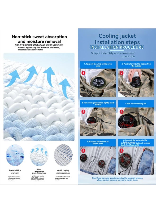 نيبمينينت سترة تبريد قابلة للشحن مع مروحة مدمجة - جاكت تكييف هواء محمول للخارج لصيد الأسماك وركوب الدراجات والمشي والرياضات الصيفية - Image 4