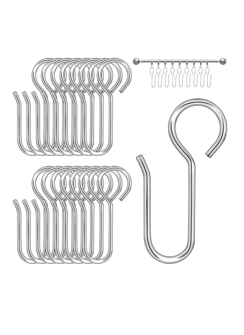 Oasisgalore 60 Pcs Curtain Track Hooks S Shaped Metal Curtain Hooks Shower Curtain Hooks for Ceiling Curtain Drape Track  - Image 1