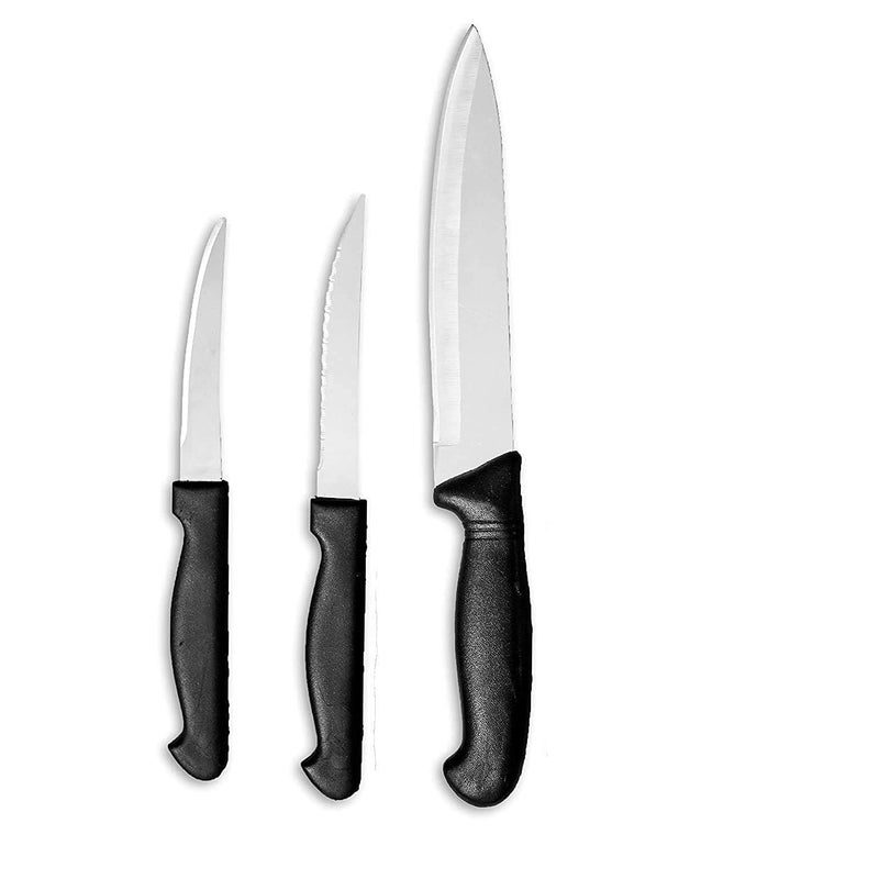 WRYER Stainless Steel Knife Set of 8 Pcs with 2 Meat Knife 3 Vegetables Knife 1 Peeler 1 Scissor and 1 Knife Sharpener - Image 2