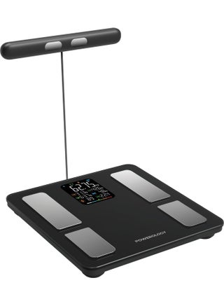 Advanced Precision Smart Scale with Handheld Electrodes and Smart Analysis/ Works with App / Body Fat/Hydration Level/Body Muscle/Bone Density/Wellness Score/BMI - Black