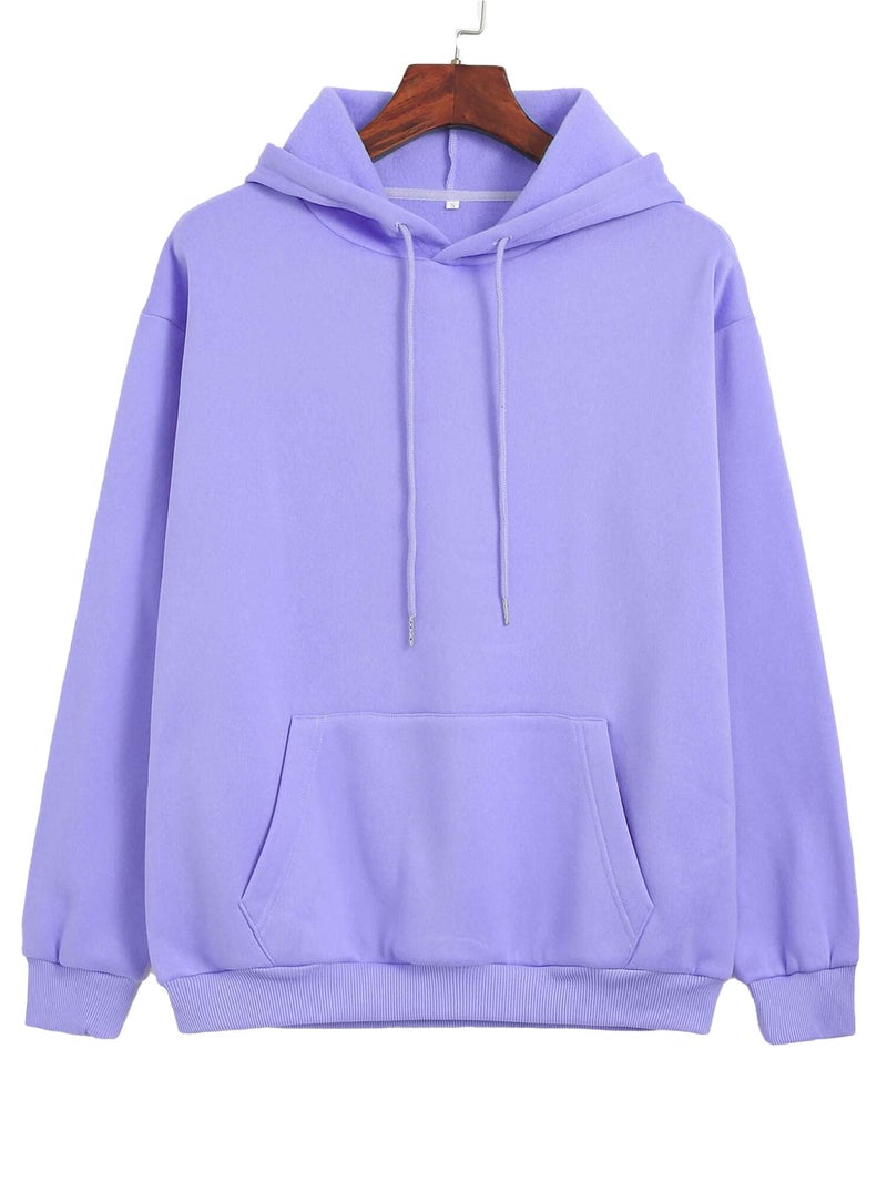TOPLOT Women's Wool Blend Solid Hoodie with Hooded Neck & Full Sleeve (Hoodie-5047-Purple-M) - Image 1