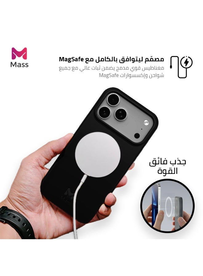 ماس جراب حماية من مادة TPU 6x1 من Mass Infinity، نحيف مقاوم للصدمات، مع دعم للوحة معدنية، وفتحة SIM مدمجة، وحماية متينة من السقوط، متوافق مع أجهزة Magsafe وiPhone (أسود، iPhone 17 Pro Max) - Image 3