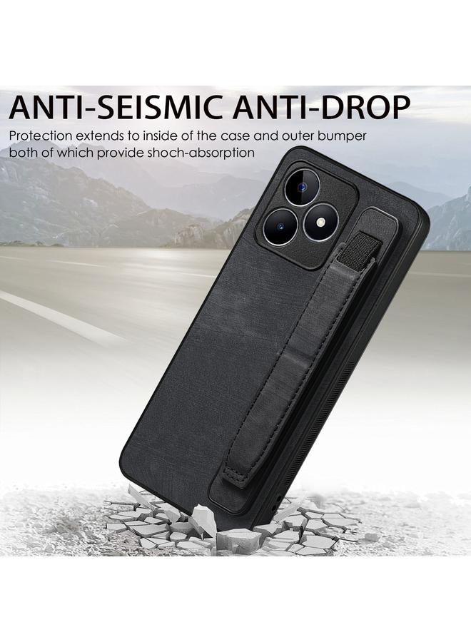 S-TOP Case For Realme C53 Retro Wristband Holder Leather Back Phone Case - Image 2
