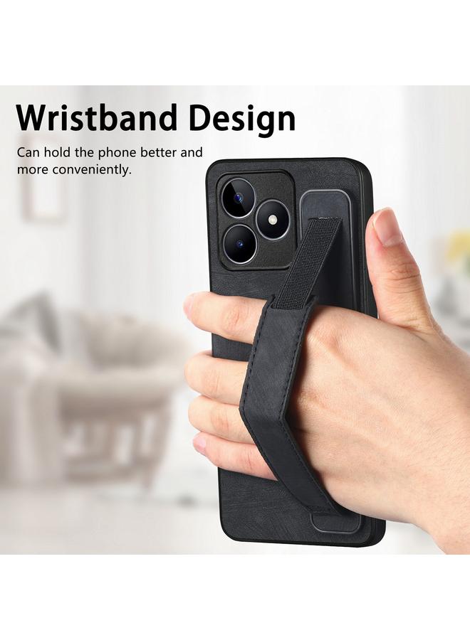 S-TOP Case For Realme C53 Retro Wristband Holder Leather Back Phone Case - Image 3