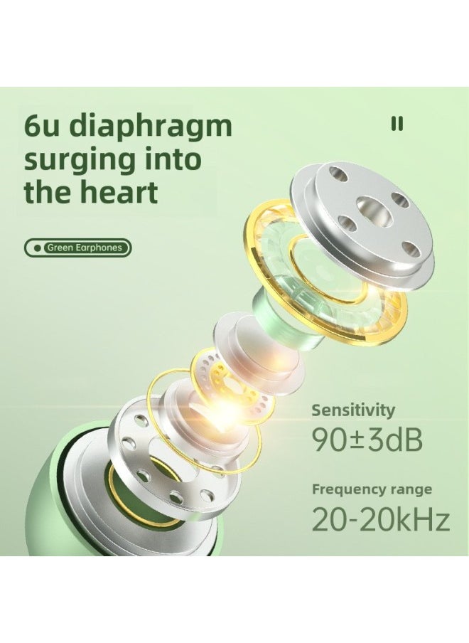 Generic - Digital Decoding Audio Wired 3.5 Earphone Metal Inset Macaron Subwoofer Type Wholesale-Color:A5 Digital Flat Apple Green (Boxed) - Image 1