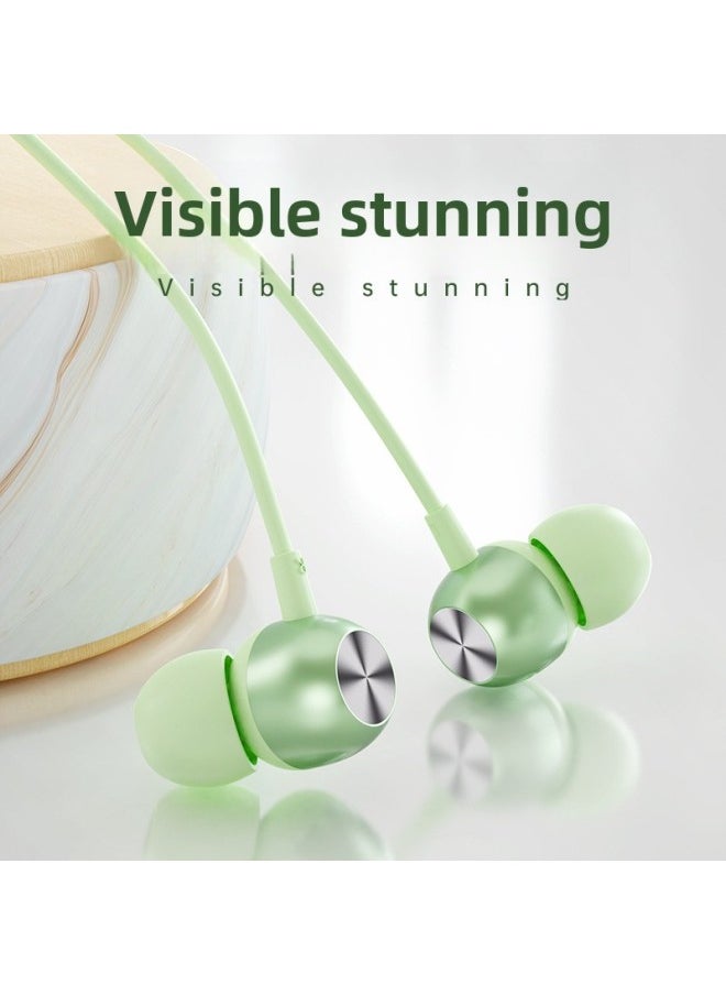 Generic - Digital Decoding Audio Wired 3.5 Earphone Metal Inset Macaron Subwoofer Type Wholesale-Color:A5 Digital Flat Apple Green (Boxed) - Image 1