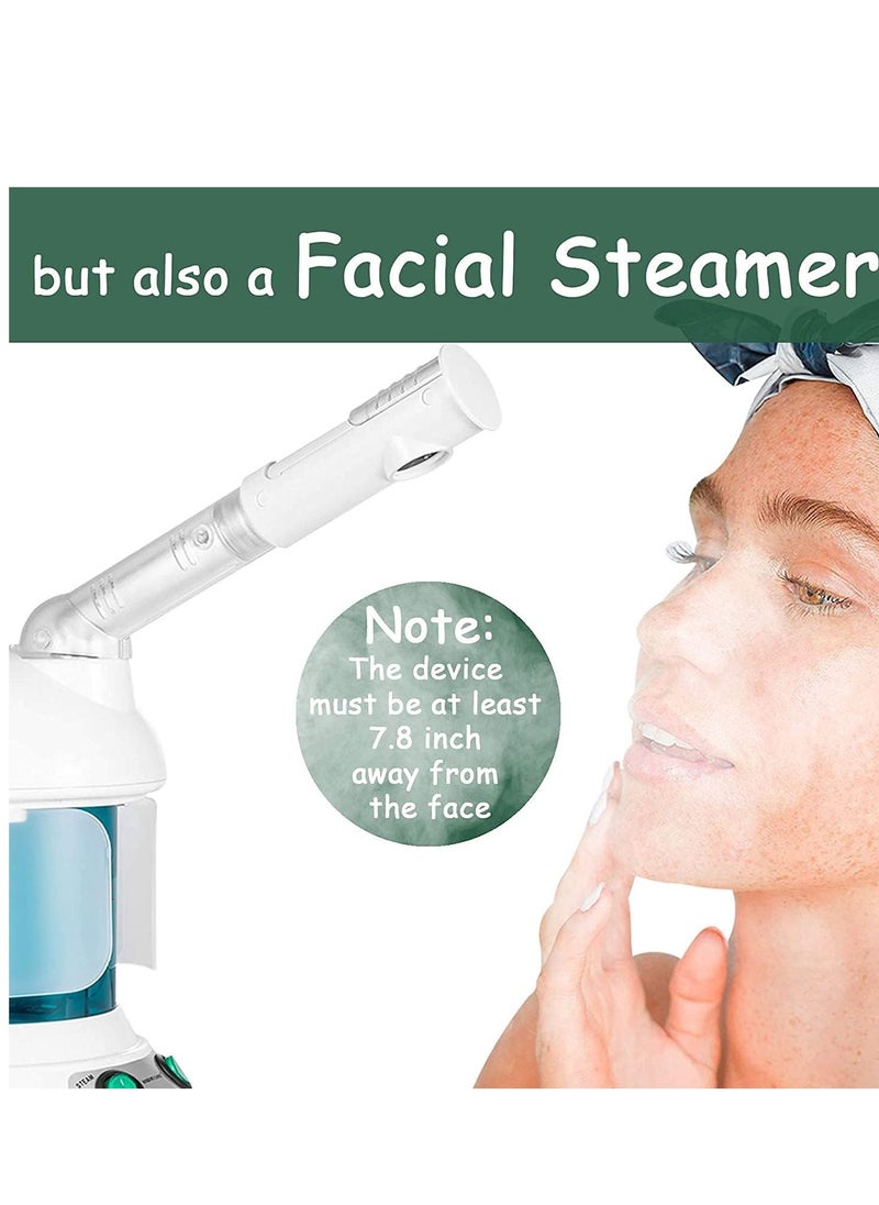 EZBASICS - Hair Steamer 2 in 1 Ion Facial Steamer with Extendable Arm Table Top Hair Humidifier Hot Mist Moisturizing Facial Atomizer Spa Face Steamer Design for Personal Care Use at Home or Salon - Image 1