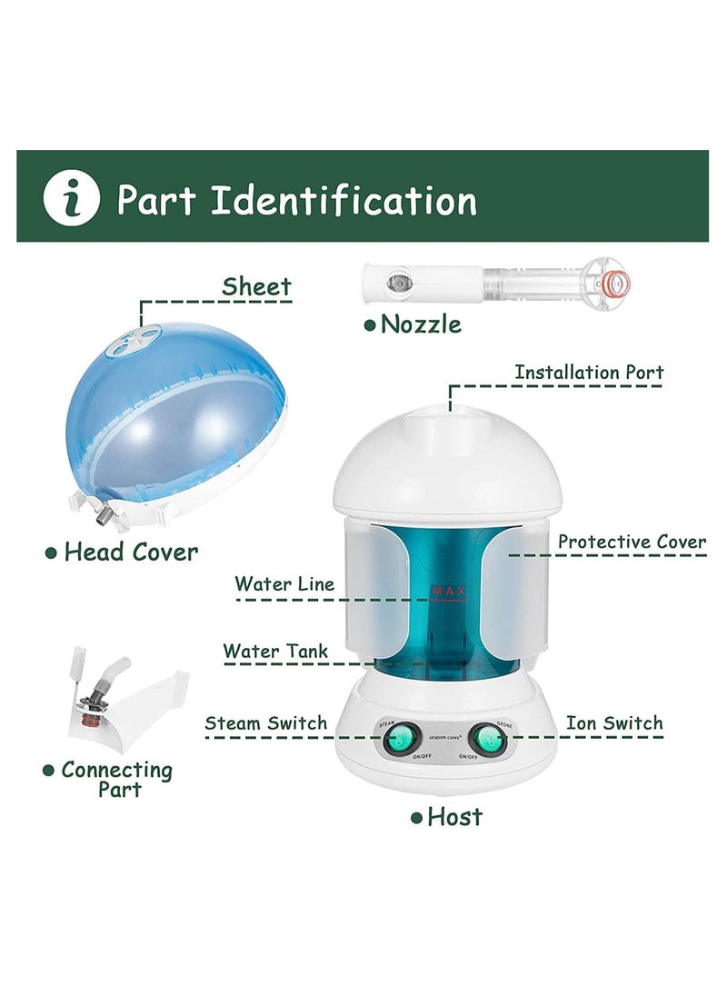EZBASICS - Hair Steamer 2 in 1 Ion Facial Steamer with Extendable Arm Table Top Hair Humidifier Hot Mist Moisturizing Facial Atomizer Spa Face Steamer Design for Personal Care Use at Home or Salon - Image 1