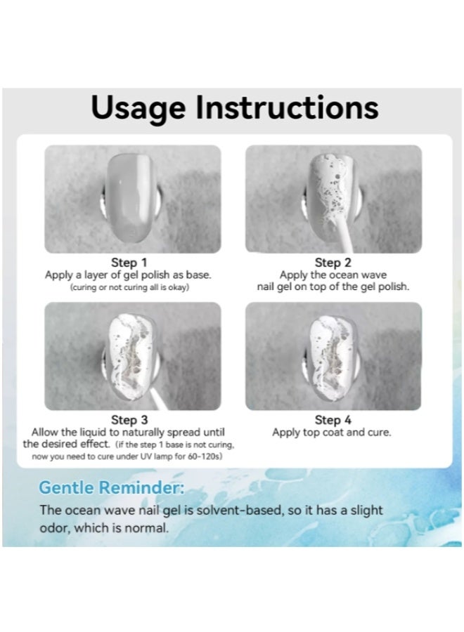بورن بريتي طلاء أظافر جل BORN PRETTY بتأثير قطرات الماء ثلاثية الأبعاد، جل أظافر أبيض مموج لتصميم موجات المحيط، 10 مل - Image 3