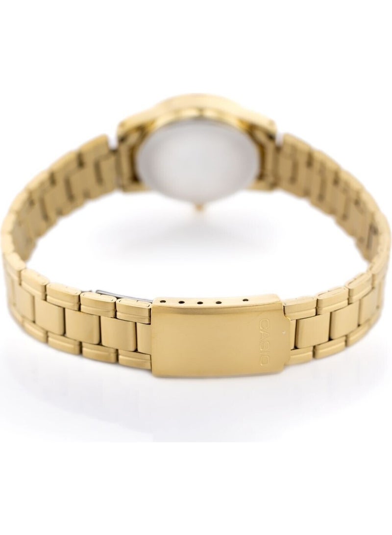 CASIO Analog  Women’s Watch LTP‑V002G‑7BUDF, 25 mm Stainless Steel Case, White Dial & Gold Stainless Steel Band, Water Resistant - Image 5