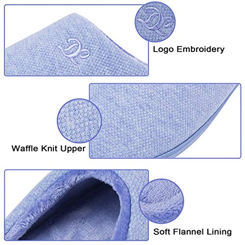 DL Womens Memory Foam Slippers, Cozy Slip on House Slippers For Women Indoor Outdoor, Comfy Women's Bedroom Slippers Warm Soft Flannel Lining Home Slippers Size 7-8 Blue - Image 2