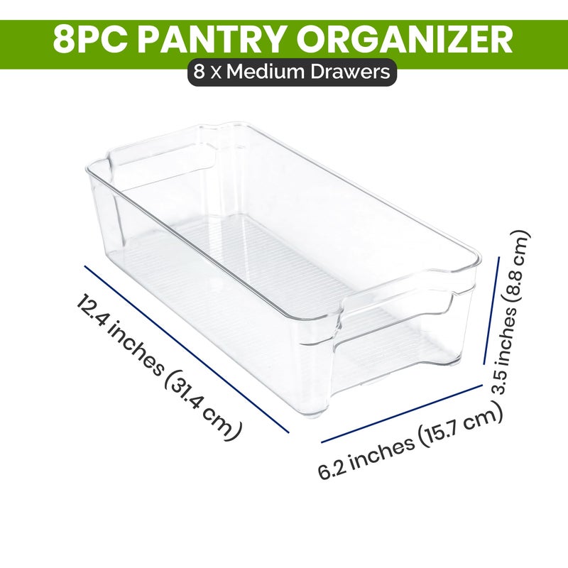 Utopia Home - Fridge & Refrigerator Organizer Bins (8 Pack), Clear Stackable Durable Plastic Storage Containers with Easy Grip Handles for Pantry, Kitchen Cabinets & Countertops - Image 2