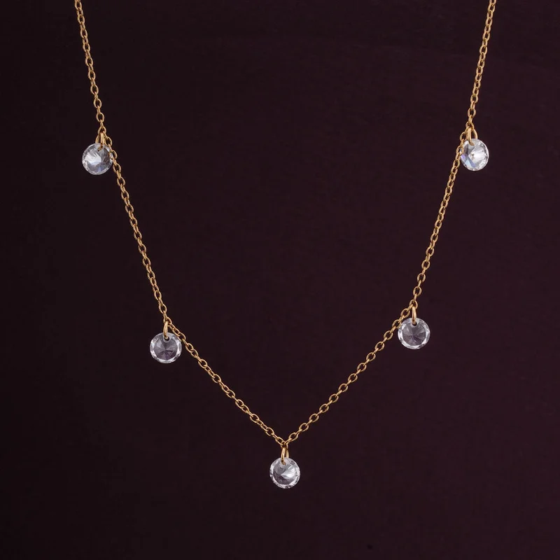 بالموناس PALMONAS 18k Gold Tone Plated Diamond Dreams Gold Necklace
 for Women
