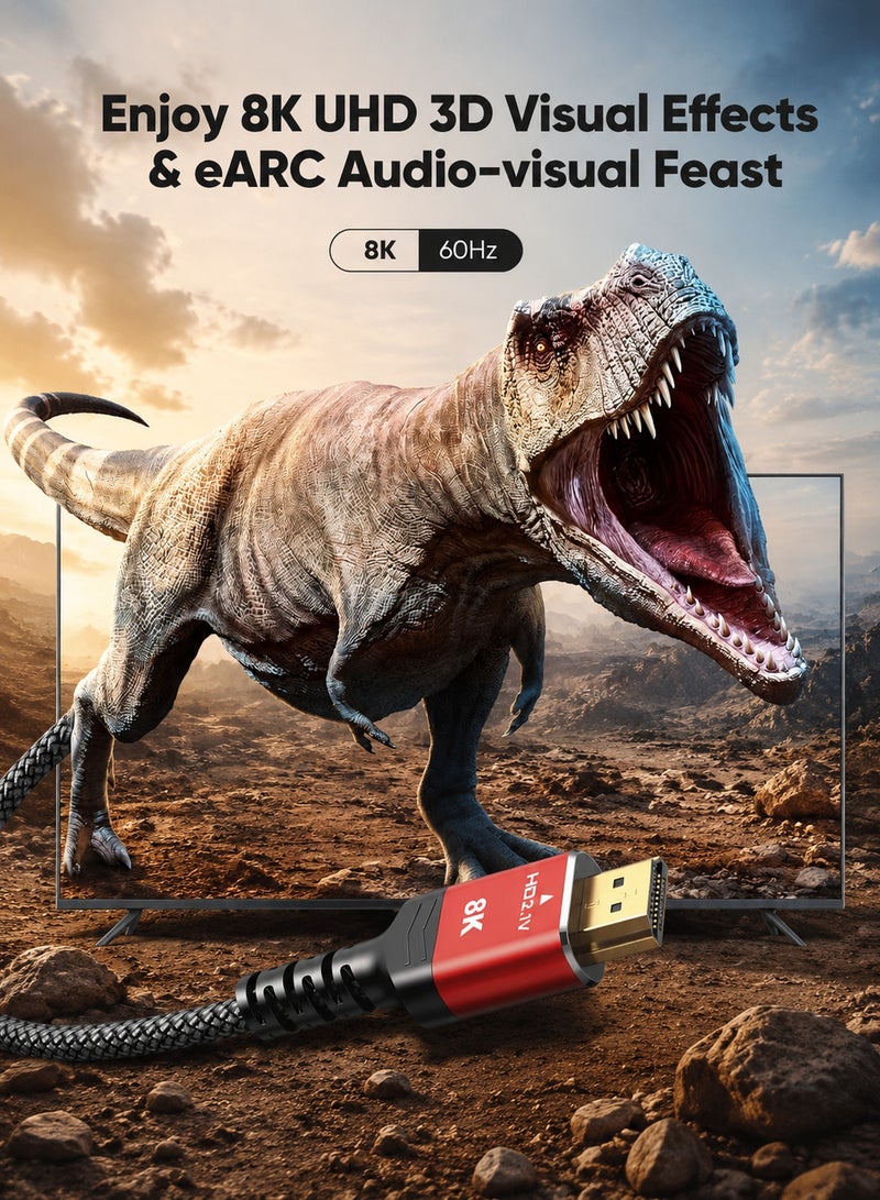 SJet Short 8K HDMI Cables 1.5FT/0.5M, HDMI 2.1 10K 8K@60Hz 4K@120Hz 48Gbps HDMI Cord, Ultra High Speed Sound & Picture Quality Performance Cable, Braided, DTS-HD, eARC, Compatible with PS5/Camera/PC/Switch 2/Mac mini/Roku TV/Blu-ray/HDTV - Image 4