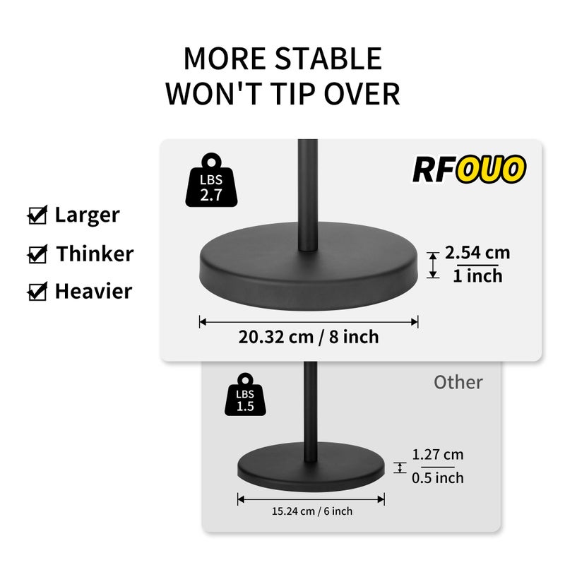 RFOUO Matte Black Toilet Paper Holder Stand 1 pc, Free Standing Toilet Paper Holder Stand,Bathroom Toilet Paper Storage with 2.7 Pounds Heavy Base for 4+1 Rolls,Toilet Tissue Holder - Image 3