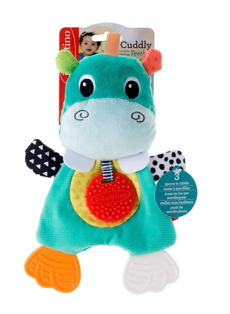إنفانتينو Cuddly Silicon BPA free Baby Teether For Sensory Exploration From 0 Months and Above - Hippo