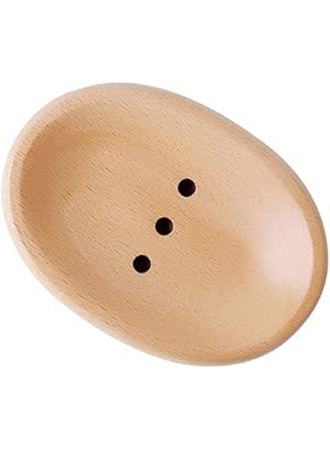 Oval Wooden Soap Holder Self Draining Dish Drainer For Bathroom Storage - Image 1