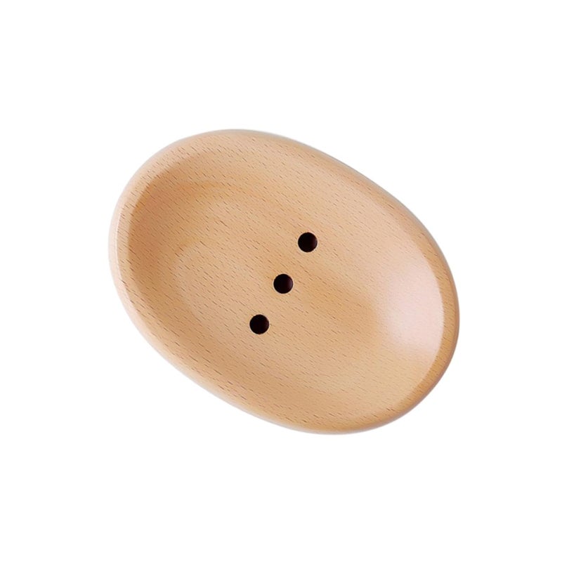 Oval Wooden Soap Holder Self Draining Dish Drainer For Bathroom Storage - Image 2