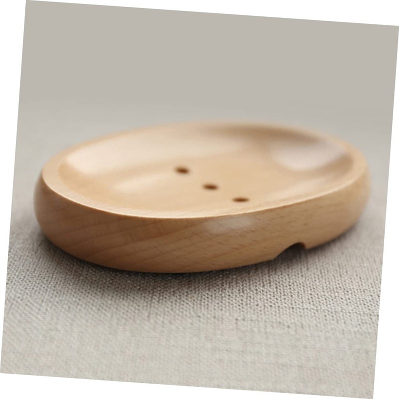 Oval Wooden Soap Holder Self Draining Dish Drainer For Bathroom Storage - Image 5