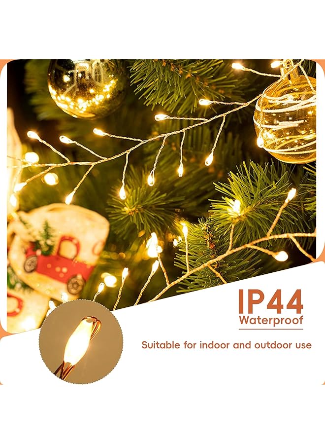 erorex 2Pack Battery Fairy Lights With Remote Control 19Ft 6M 200Led Warm Firecracker Lights 8 Modes Waterproof Copper Wire String Lights For Bedroom Wedding Diy Garden Decor - Image 3