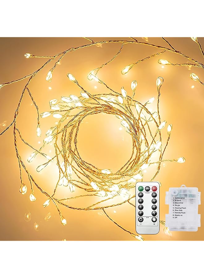 erorex 2Pack Battery Fairy Lights With Remote Control 19Ft 6M 200Led Warm Firecracker Lights 8 Modes Waterproof Copper Wire String Lights For Bedroom Wedding Diy Garden Decor - Image 1