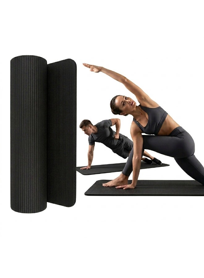 cartogivz Non-Slip Exercise Yoga Mat – Black 10MM Thick Anti-Tear Soft Fitness Mat 183×61cm - Image 1