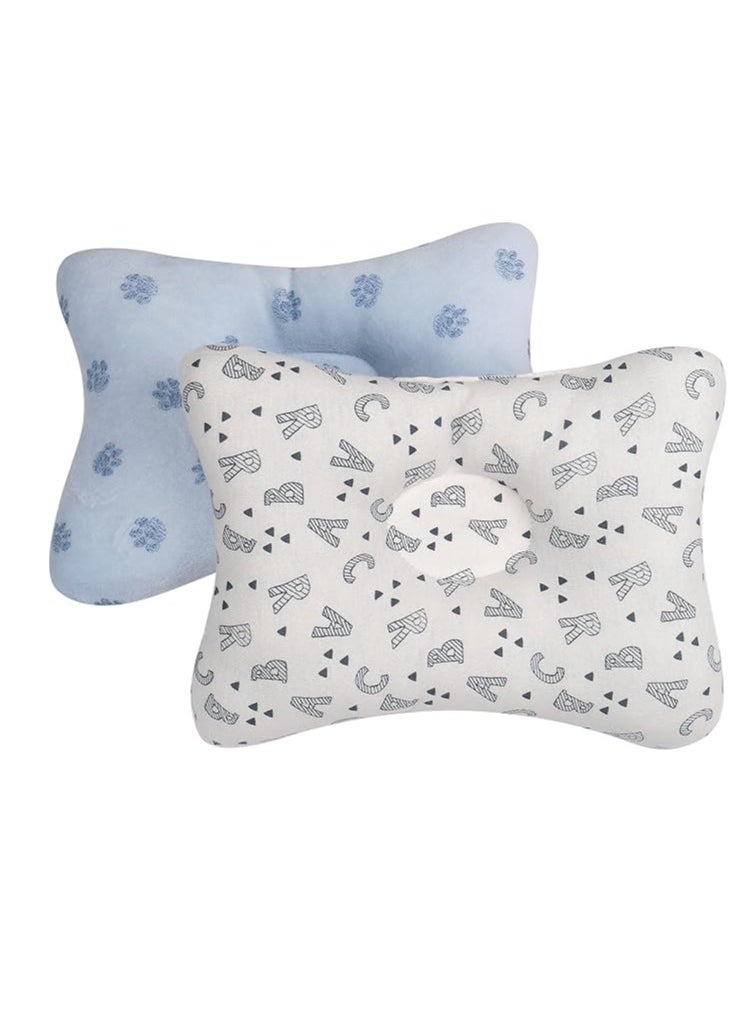 Generic 4 Protective Pillows For Newborn Head Shaping With Breathable And Reliable Material, Prevents Flat Head And Top Of Head, Multi-Colors And Shapes, Blue And Pink  - Image 1