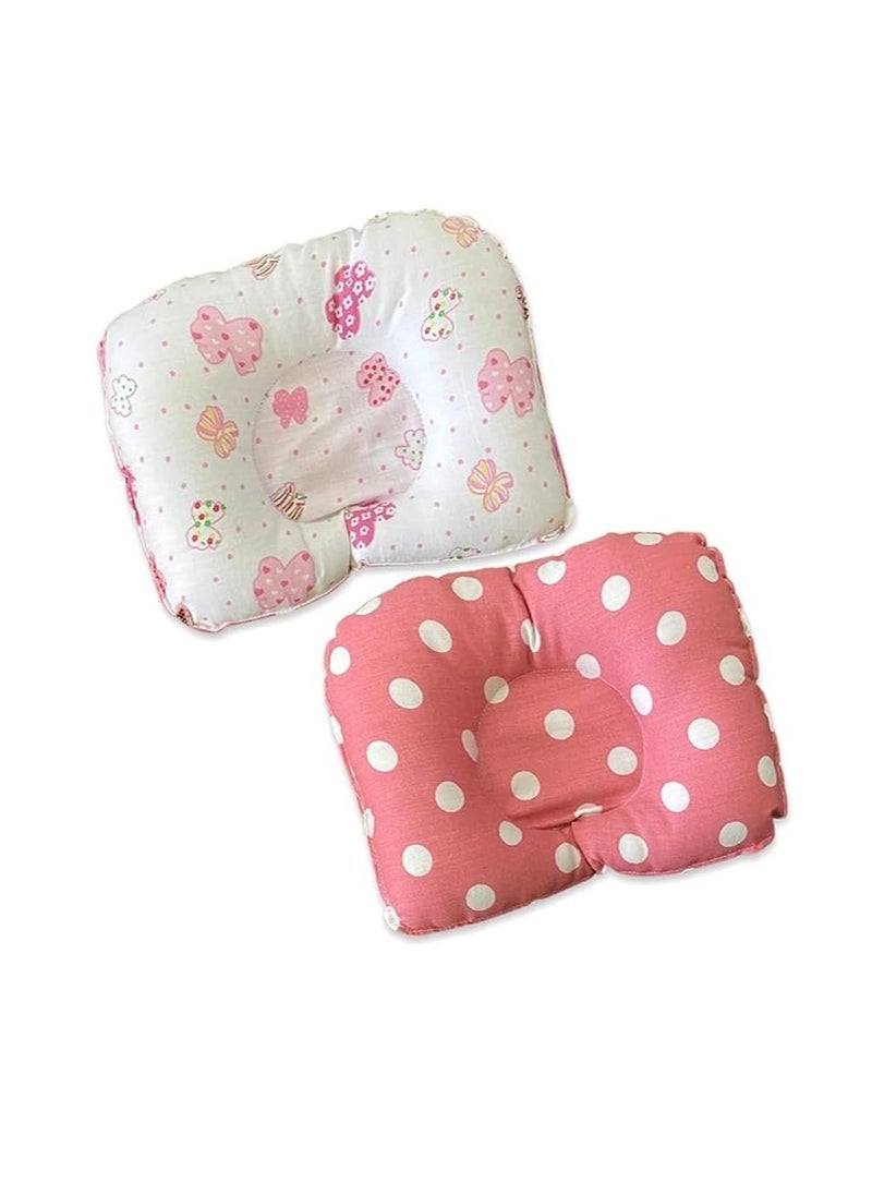 Generic 4 Protective Pillows For Newborn Head Shaping With Breathable And Reliable Material, Prevents Flat Head And Top Of Head, Multi-Colors And Shapes, Blue And Pink  - Image 2