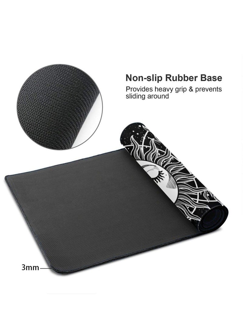 Milatech - Milatech Gaming Mouse Pad Extra Large Astrology Moon and Sun Extended Large Mouse Mat Long Desk Mat with Stitched Edges 80x30cm - Image 1