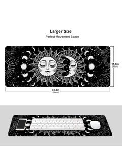 Milatech Milatech Gaming Mouse Pad Extra Large Astrology Moon and Sun Extended Large Mouse Mat Long Desk Mat with Stitched Edges 80x30cm  - Image 4