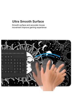 Milatech Milatech Gaming Mouse Pad Extra Large Astrology Moon and Sun Extended Large Mouse Mat Long Desk Mat with Stitched Edges 80x30cm  - Image 5