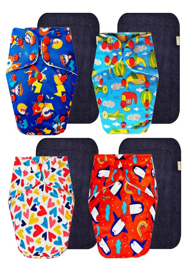 Dumbledo Premium Cloth Diaper with Black Insert (Pack of 4) | Dry Feel and Comfortable | Leakproof | Travel Friendly | Perfect for Indian Summers | 3 Months - 3 Years | Unisex Baby - Image 1