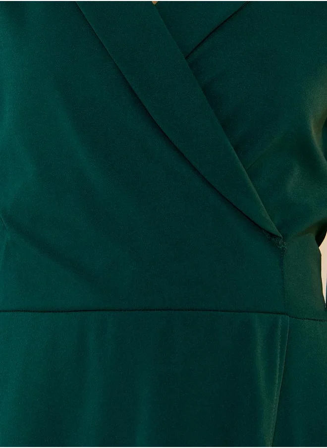Take Two Collared Wrap Front Midi Dress