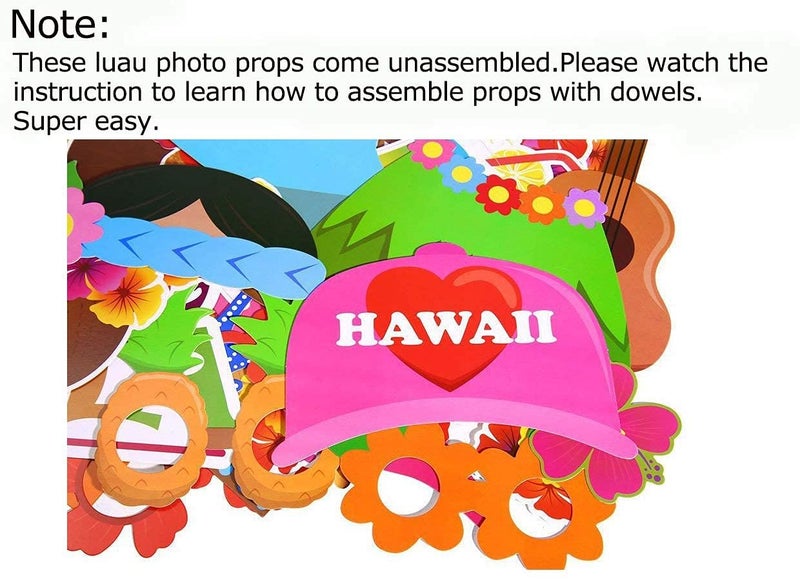 Moon Boat 60pcs Luau Photo Booth Props - Hawaiian/Tropical/Tiki/Summer Pool Party Decorations Supplies (Assembly Needed) - Image 4