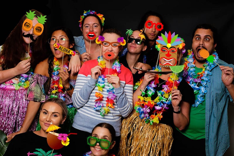 Moon Boat 60pcs Luau Photo Booth Props - Hawaiian/Tropical/Tiki/Summer Pool Party Decorations Supplies (Assembly Needed) - Image 2