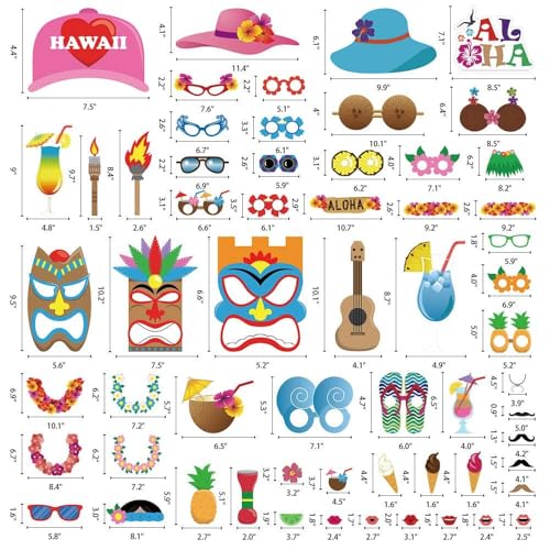 Moon Boat 60pcs Luau Photo Booth Props - Hawaiian/Tropical/Tiki/Summer Pool Party Decorations Supplies (Assembly Needed) - Image 3