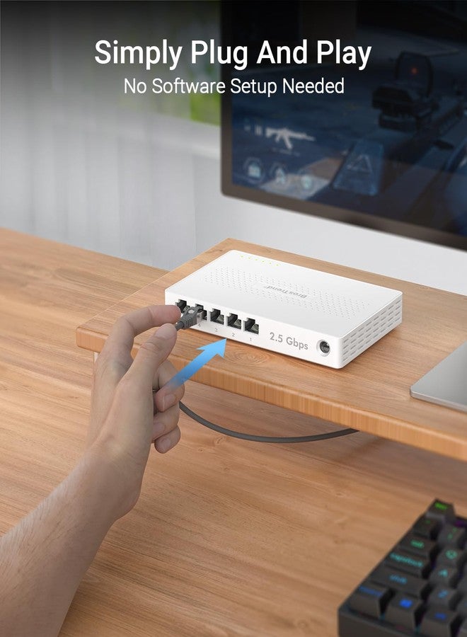 BrosTrend 5 Port 2.5GB Switch, Unmanaged Ethernet Switch for Game Console, PC, NAS, etc. 2.5 Gigabit Network Switch Fanless Plug & Play, Multi-Gigabit Switch, Desktop / Wall Mount, Lifetime Protection - Image 5