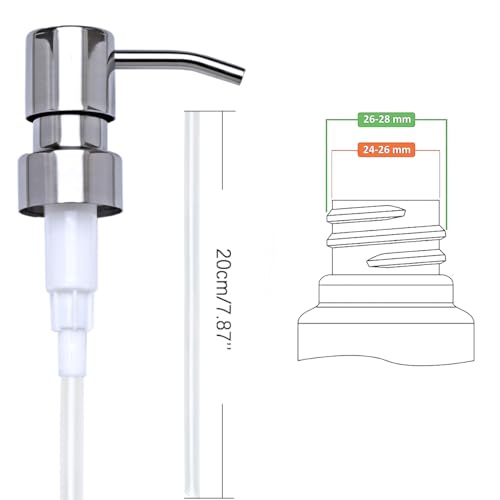 AUNRGO Chrome Soap Dispenser Pump Replacement - Silver 304 Rust Proof Stainless Steel Lotion Dispenser Pumps Replacement for Standard 28/400 Neck Size Regular Mouth Bottles,2 pcs - Image 2