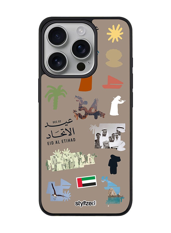 Stylizedd for iPhone 16 Pro Case [Compatible with MagSafe] Magnetic cover Slim fit Camera Protection, Shockproof Thin Phone Case- Eid Al Etihad 54th UAE National Day, Warm Grey - Image 1