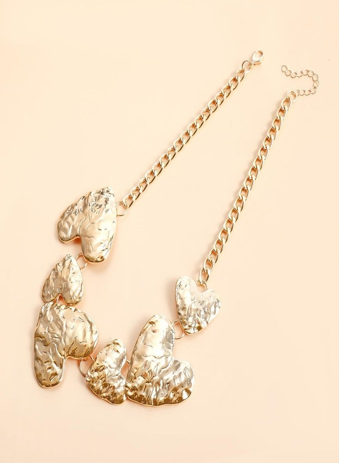 ZMANYIJEW Chunky Necklace Star Statement Necklace Chunky Heart Choker Necklace Floral Bib Necklace Jewelry for Women (Heart) - Image 5