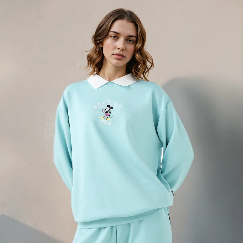 SP Characters Mickey Mouse Embroidered Collared Sweatshirt