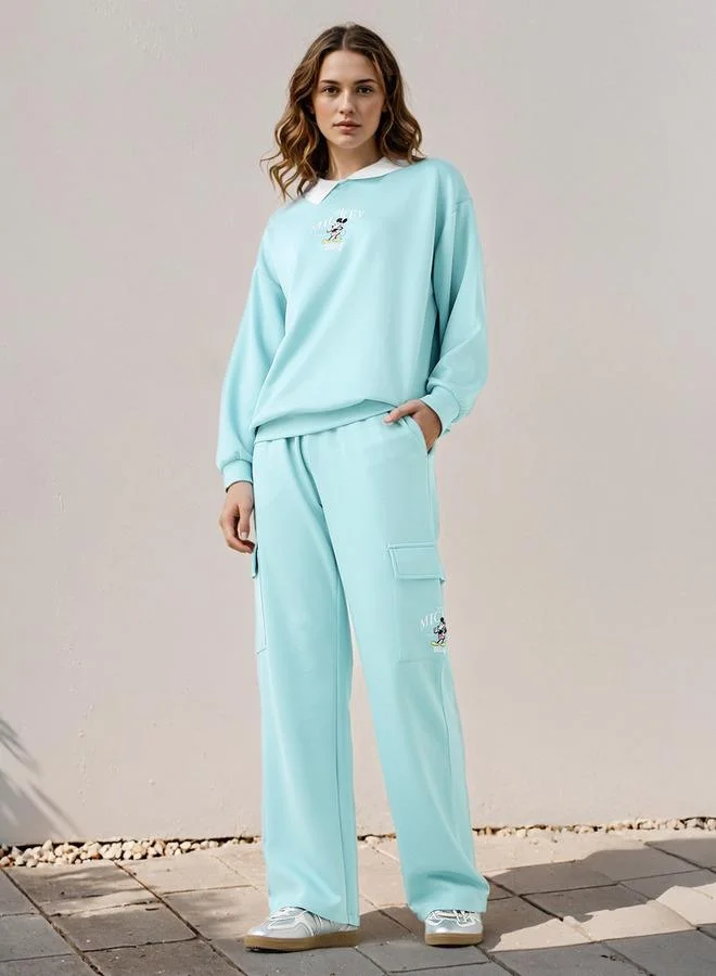 SP Characters Mickey Mouse Embroidered Collared Sweatshirt